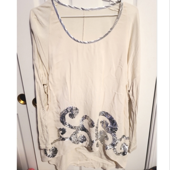 EUC Mesh Sheer See Through Sequin Formal Tunic Top - Picture 1 of 2